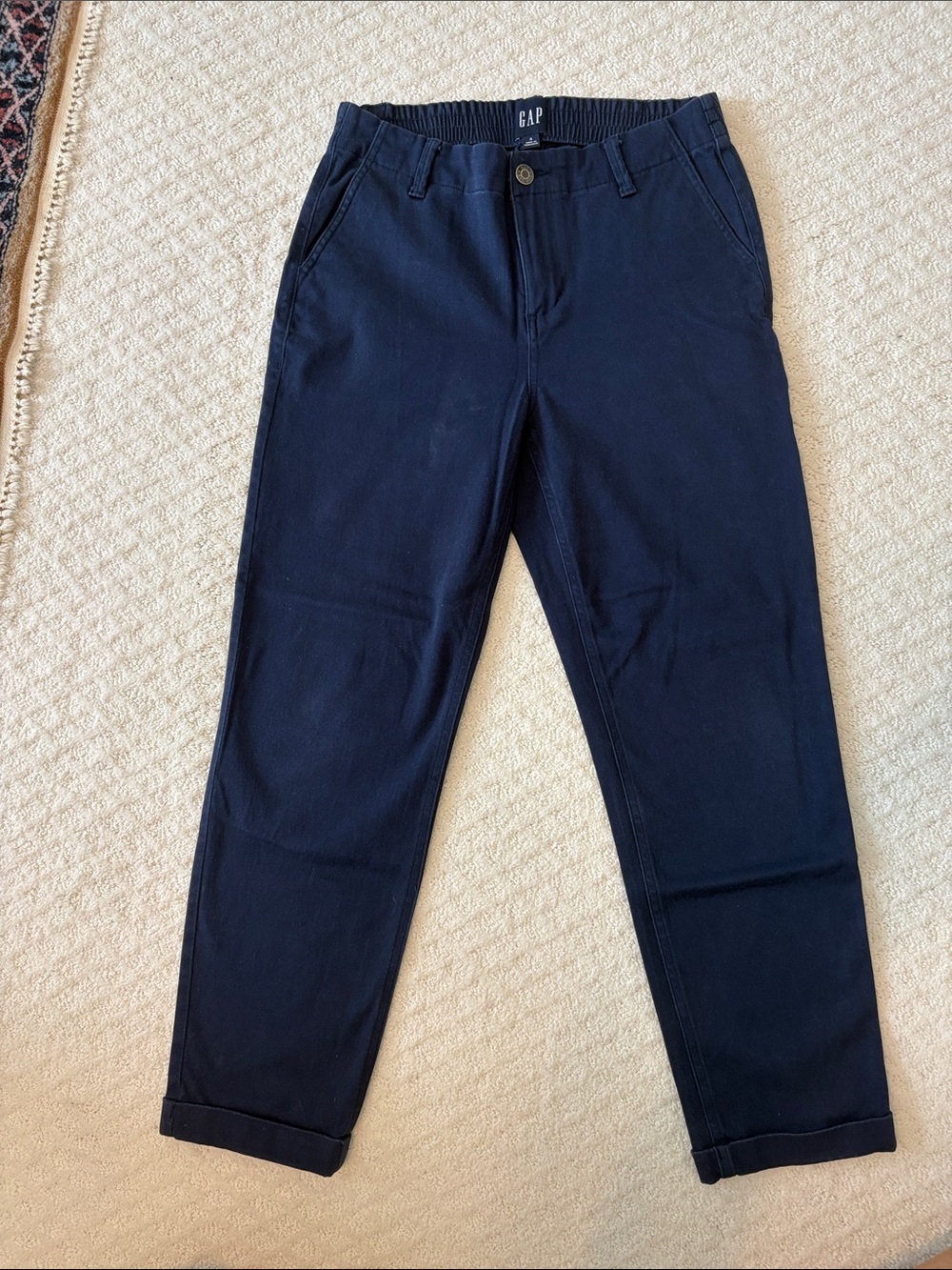 GAP Navy Straight-Leg Chinos Elastic Waist, Size 4